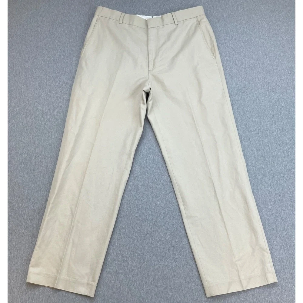 Banana Republic Pants Mens 33 x 32 Beige Cotton Beige Blend Flat Front Straight